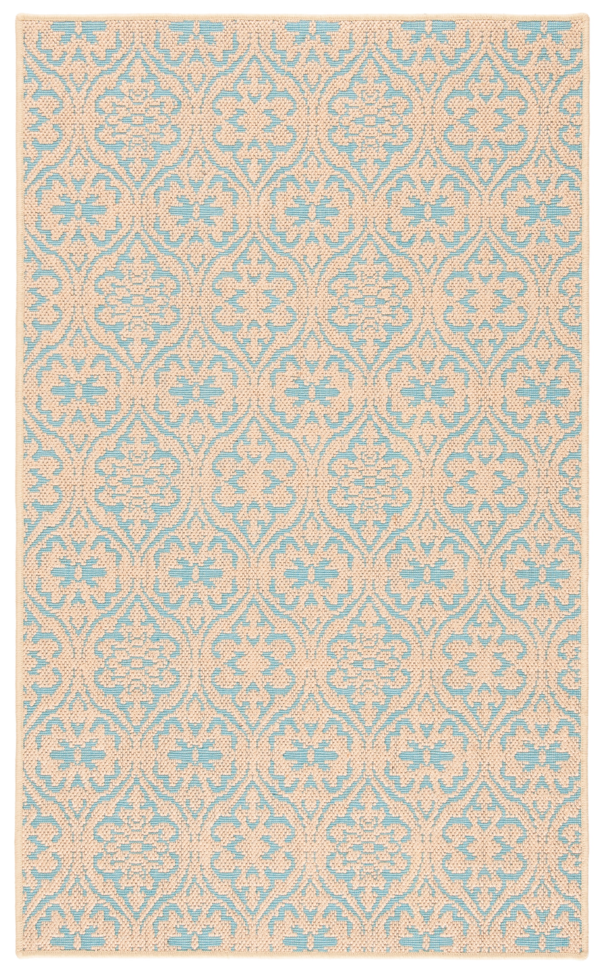 Natural Turquoise Geometric Synthetic 3' x 5' Area Rug