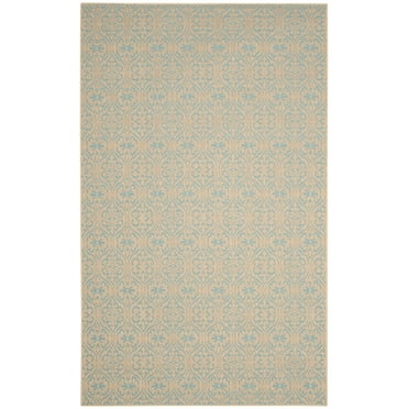 SAFAVIEH Palm Beach Kostadin Floral Area Rug, Natural/Turquoise, 4' x 6'