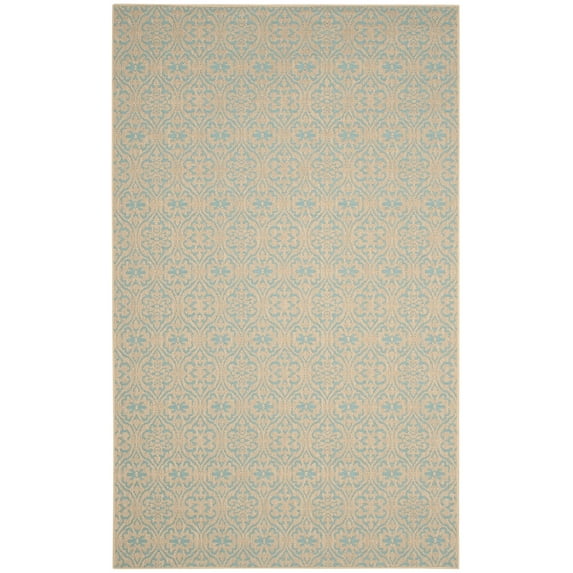 SAFAVIEH Palm Beach Kostadin Floral Area Rug, Natural/Turquoise, 5' x 8'