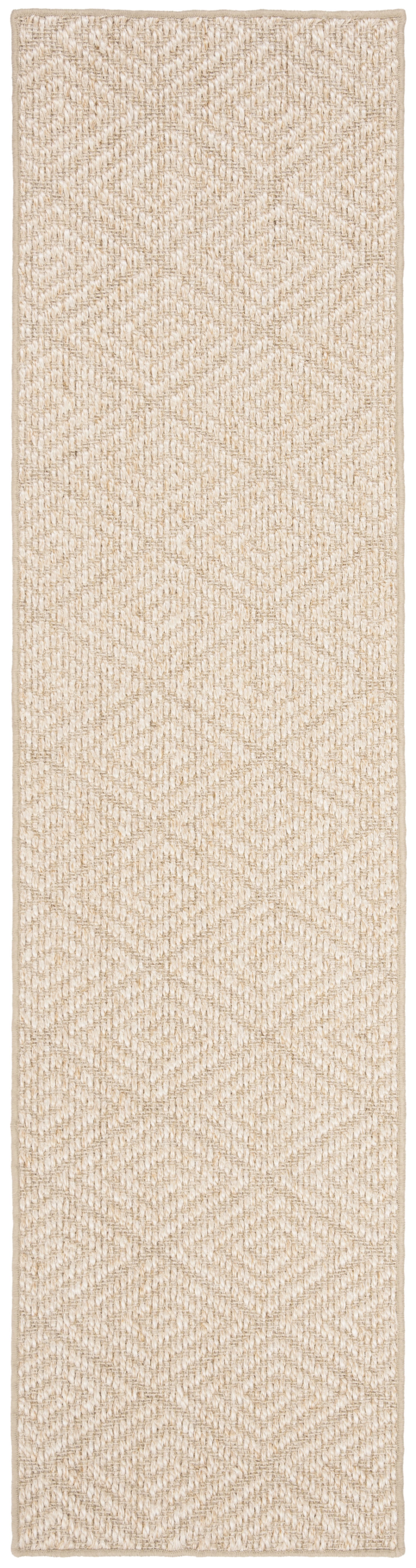Beige Geometric Sisal Runner Rug, 2' x 8'