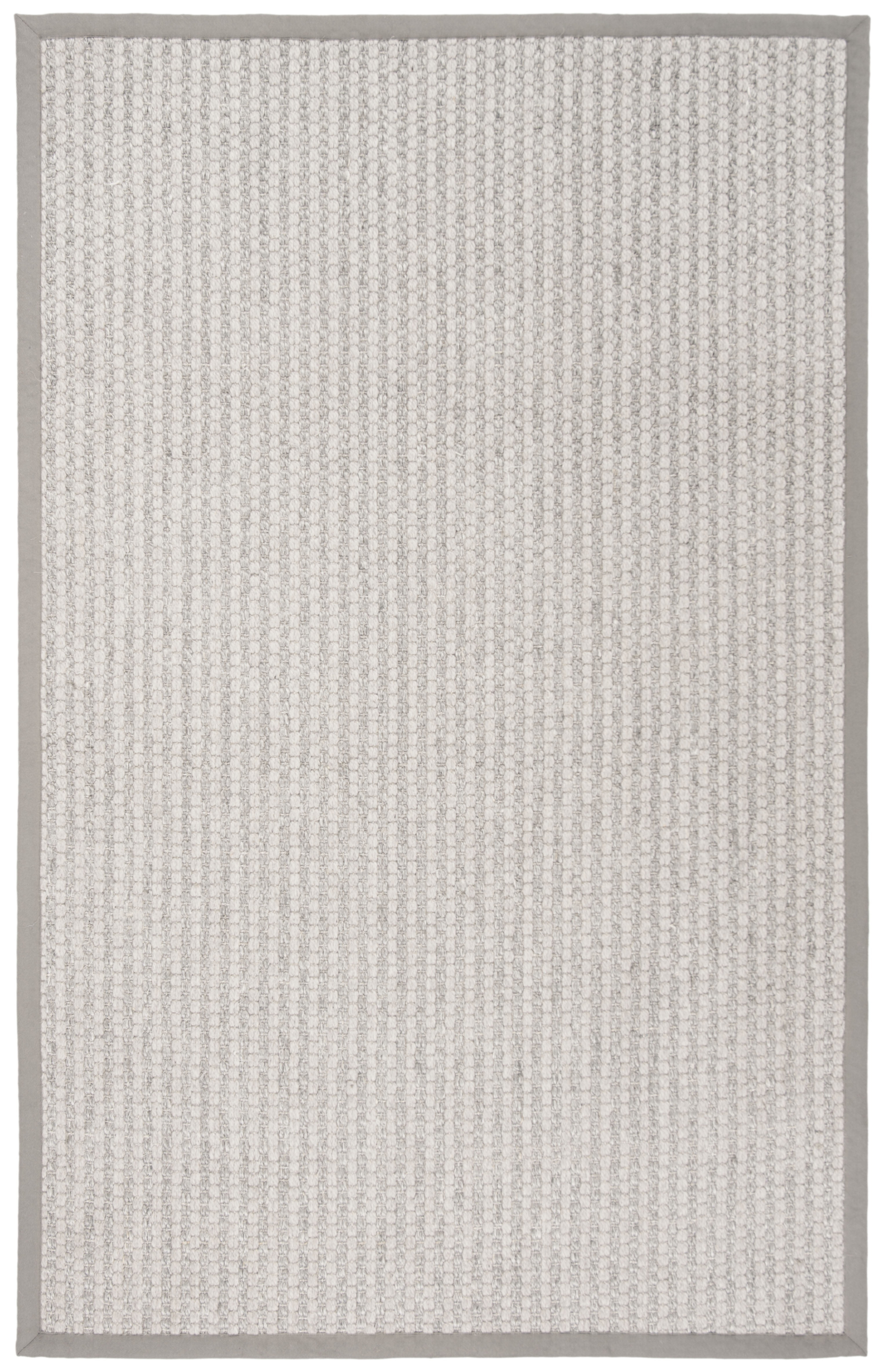 Ivory and Silver Hand-Knotted Wool Area Rug, 5' x 8'