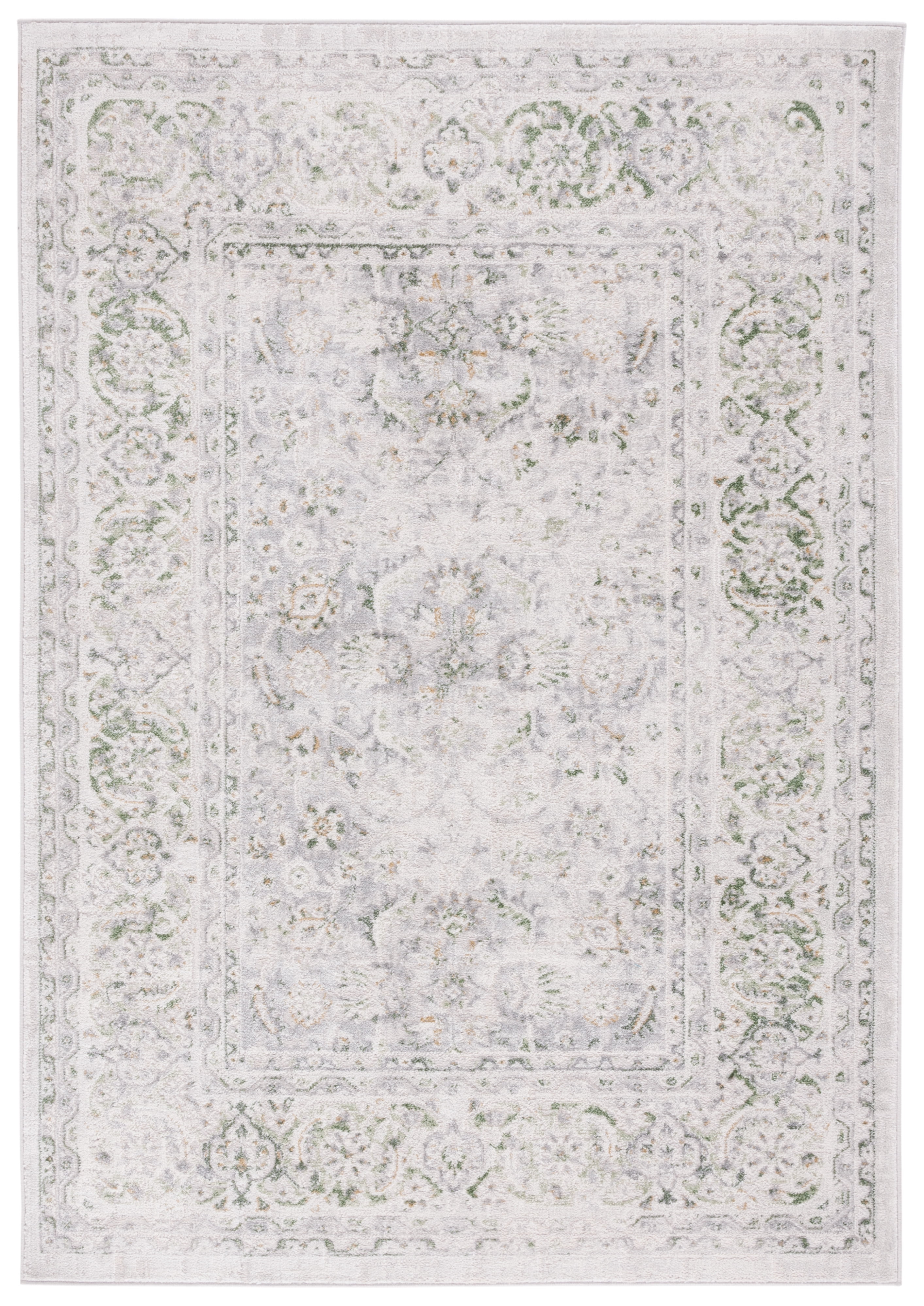 Palma Beige and Green Stain-Resistant Rectangular Area Rug
