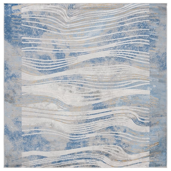 SAFAVIEH Palma Cami Abstract Area Rug, Beige/Blue, 6'7" x 6'7" Square