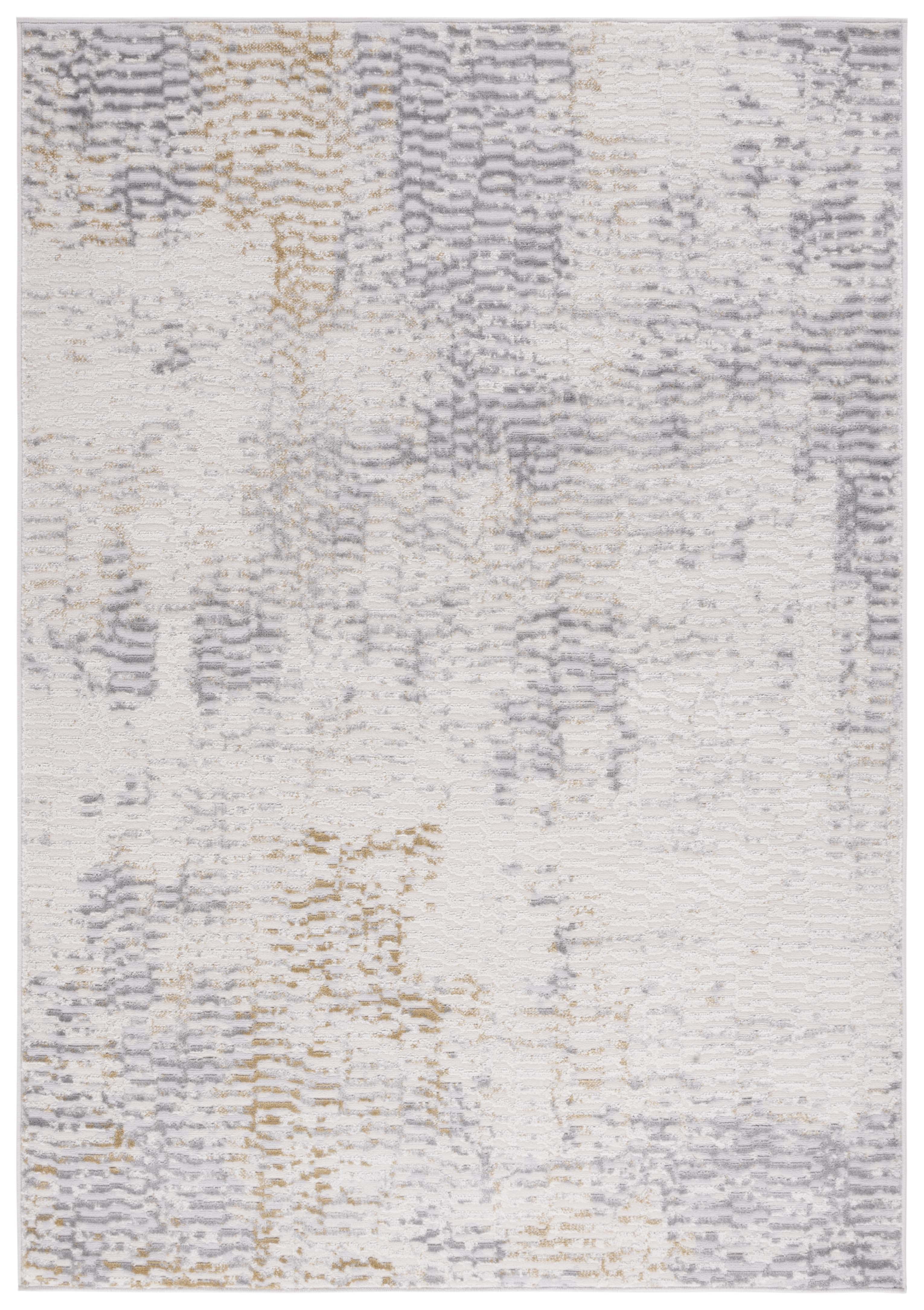Gray and Beige Hand-Knotted Synthetic 4' x 6' Area Rug