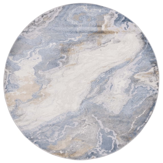 SAFAVIEH Palma George Abstract Area Rug, Beige/Light Blue, 6'7" x 6'7" Round