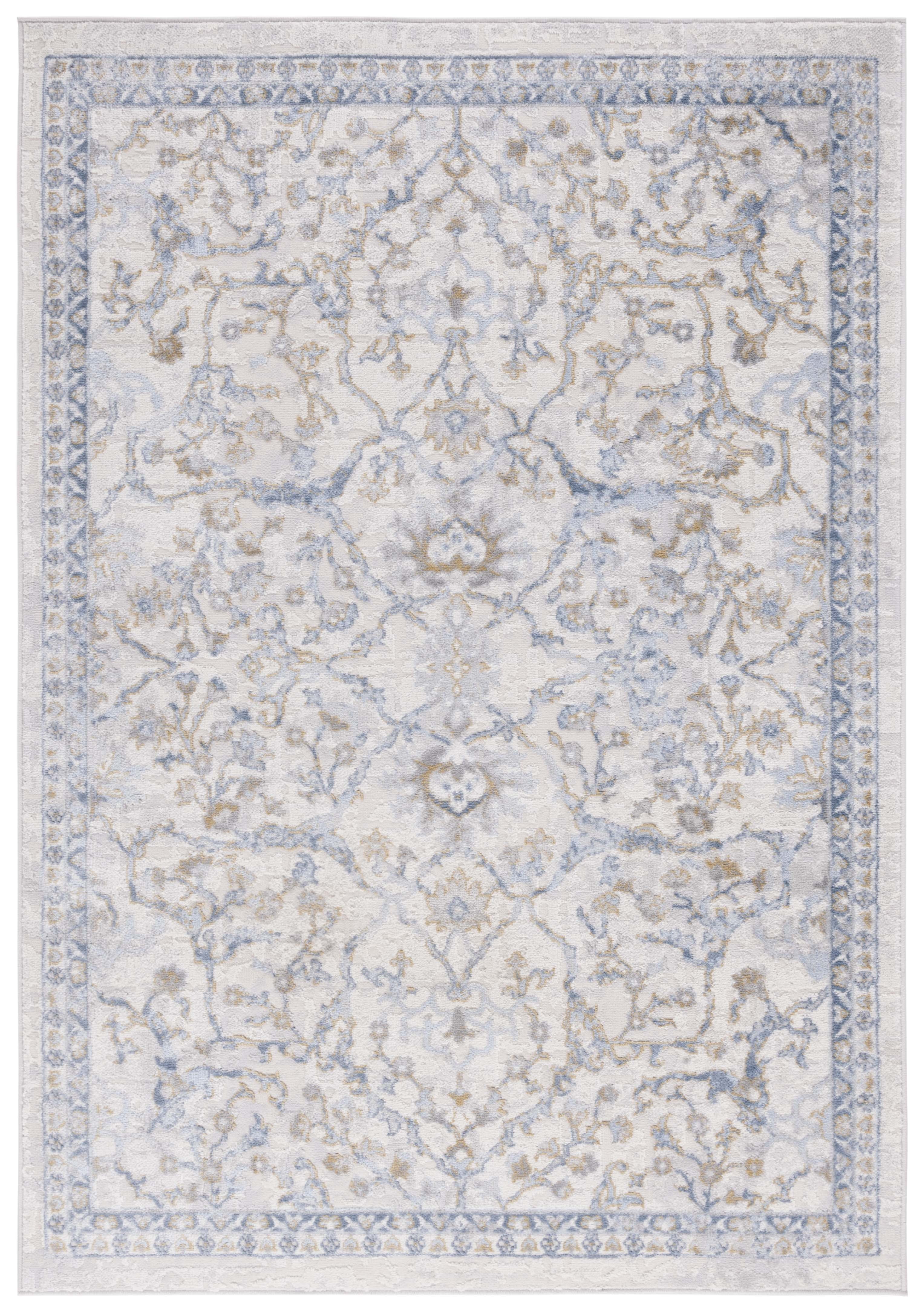 Palma Beige and Light Blue Synthetic Oriental 9' x 12' Rug
