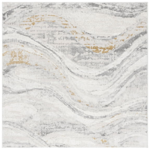 SAFAVIEH Palma Lucas Abstract Area Rug, Beige/Light Grey, 5'1" x 5'1" Square
