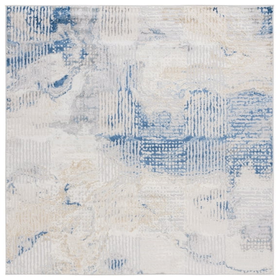 SAFAVIEH Palma Marin Abstract Area Rug, Beige/Blue, 6'7" x 6'7" Square