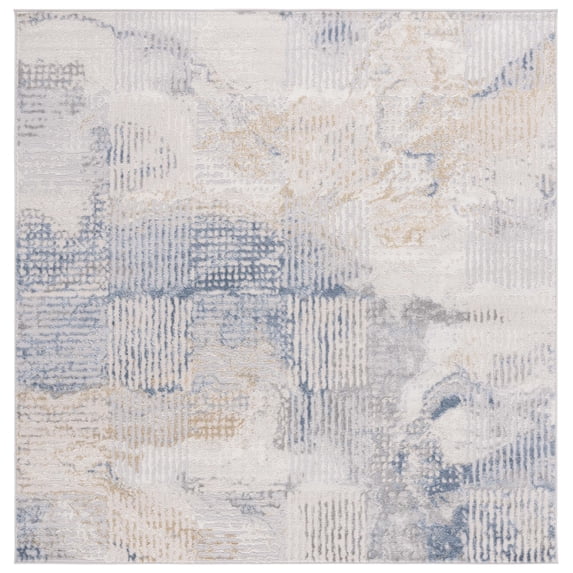 SAFAVIEH Palma Marin Abstract Area Rug, Beige/Light Blue, 6'7" x 6'7" Square