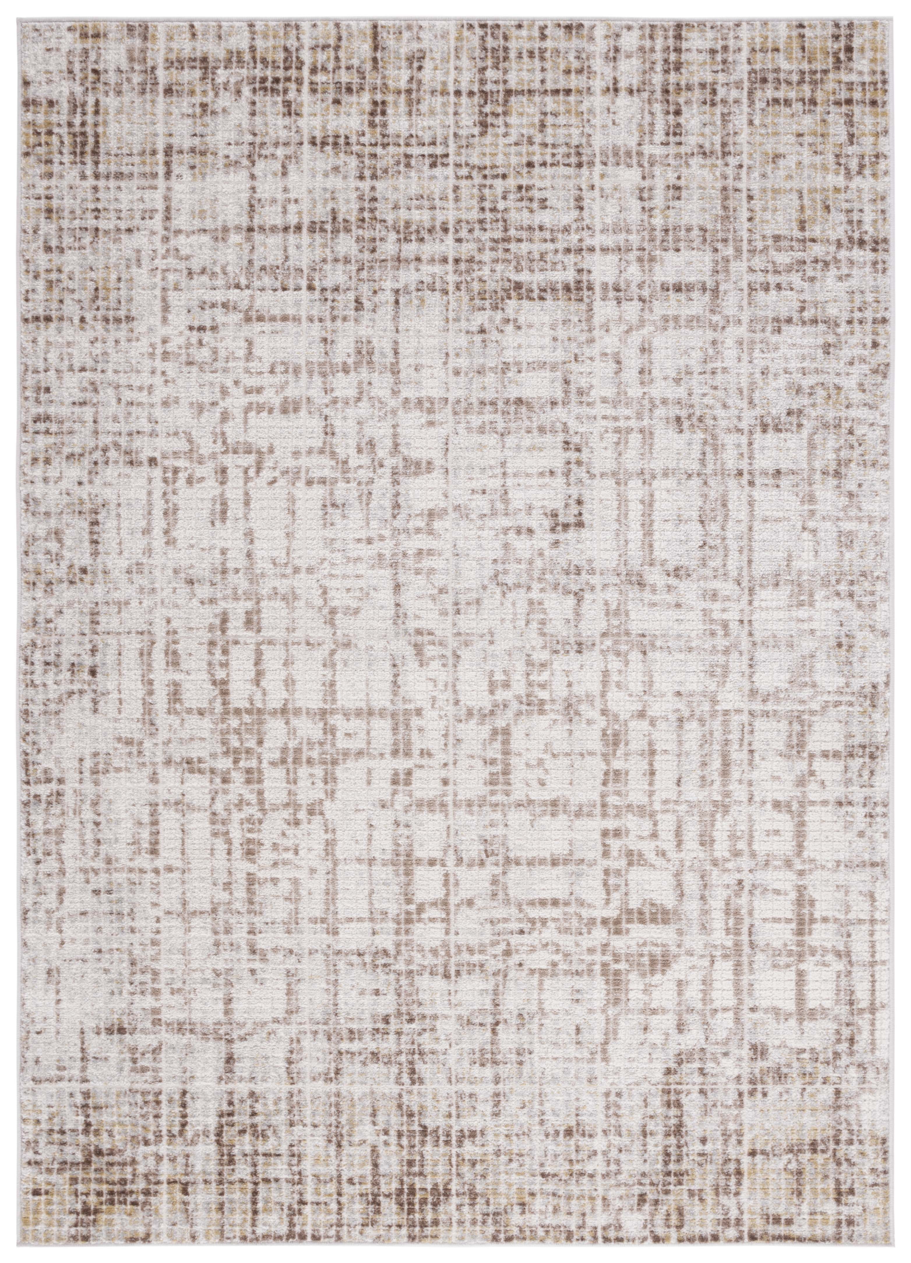 Palma Beige and Brown Hand-Knotted Synthetic Area Rug
