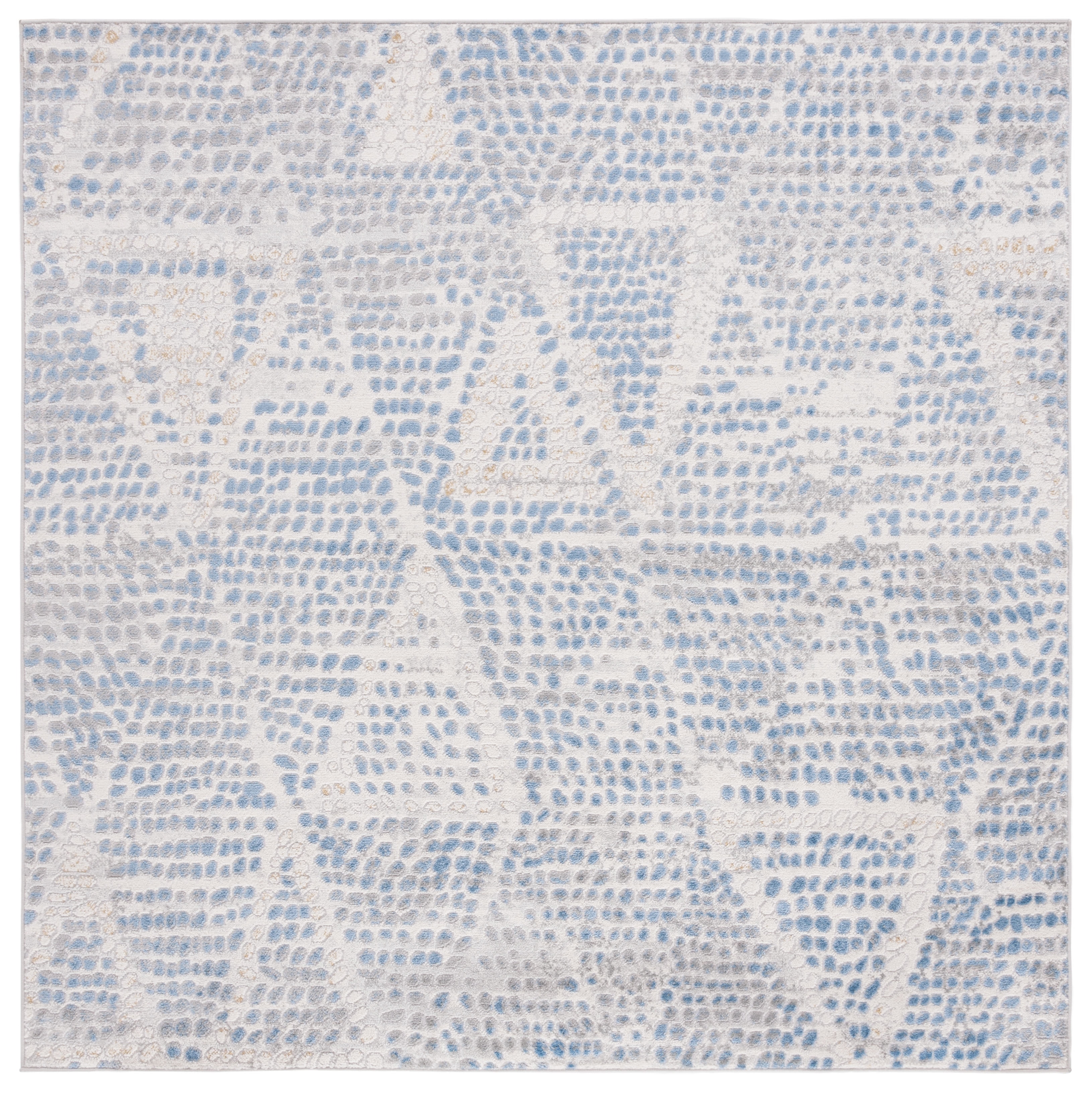 Palma Blue and Beige Geometric Square Rug