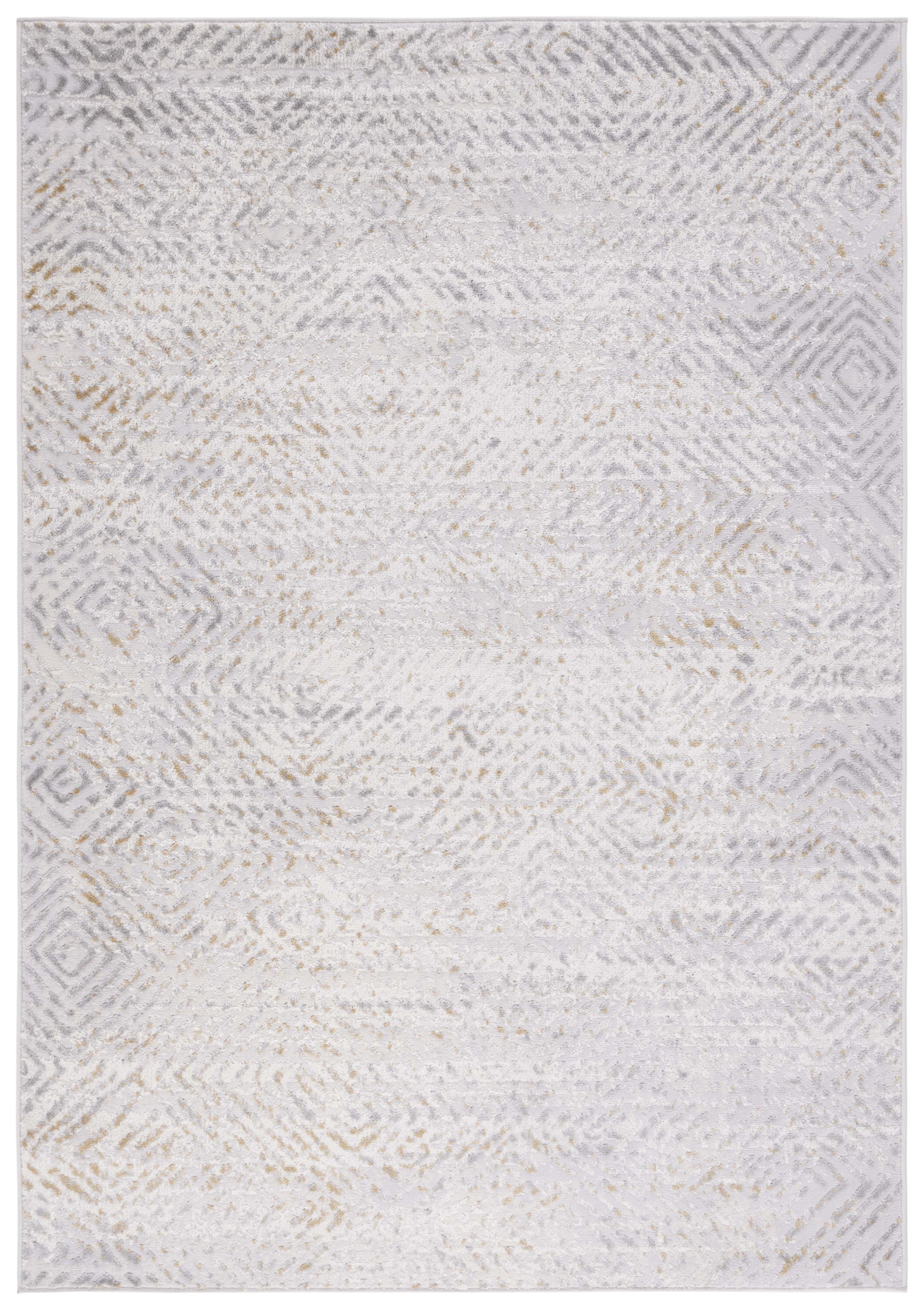 Gray Geometric Synthetic Indoor Area Rug 2' x 3'