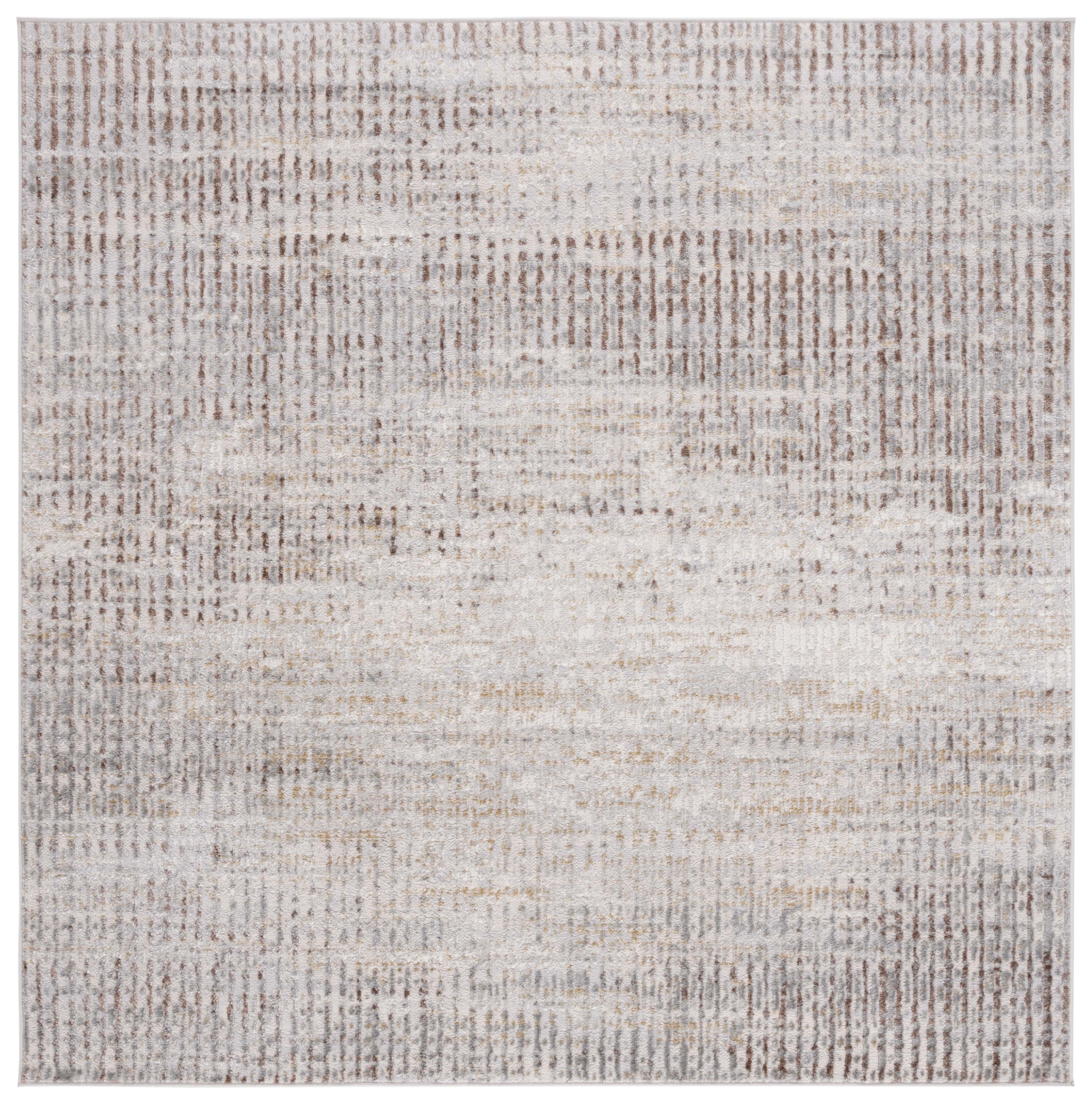 Palma Beige and Brown 6'7" Square Synthetic Area Rug
