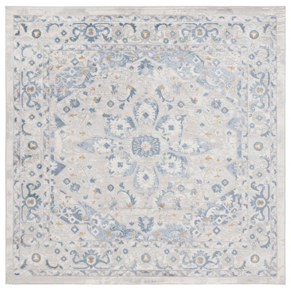 SAFAVIEH Palma Vianne Oriental Area Rug, Light Grey/Blue, 6'7" x 6'7" Square
