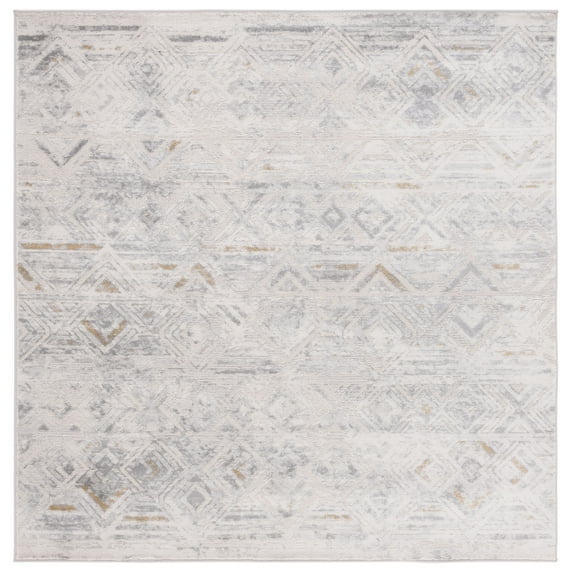 SAFAVIEH Palma Zoe Aztec Area Rug, Beige/Light Grey, 6'7" x 6'7" Square