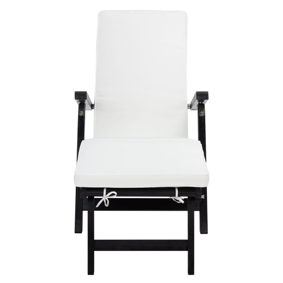 SAFAVIEH Palmdale Outdoor Patio Foldable Lounge Chair, Black/Beige