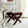 thumbnail image 1 of SAFAVIEH Palmer Ottoman Brass Nail Head Red Velvet, 1 of 5