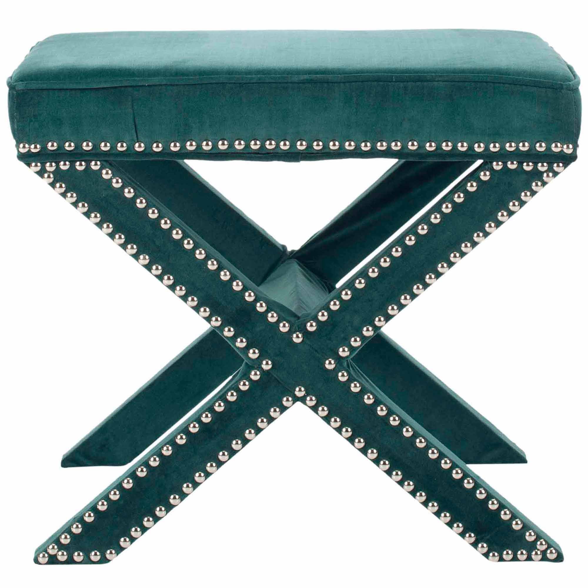 希少　Safavieh Palmer Ottoman　オットマン　グレー SAFAVIEH Palmer Ottoman Silver Nail Head Sky Blue - Walmart.com