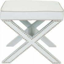 SAFAVIEH Palmer Transitional Cross Leg Upholstered Ottoman, Robins Egg Blue