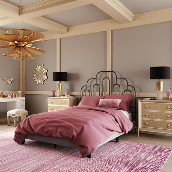 SAFAVIEH Paloma Metal Retro Geometric Headboard, Queen, Black