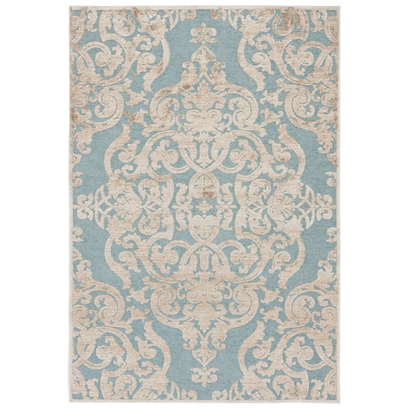 SAFAVIEH Paradise Alannah Damask Area Rug, Stone/Aqua, 7'6" x 10'6"