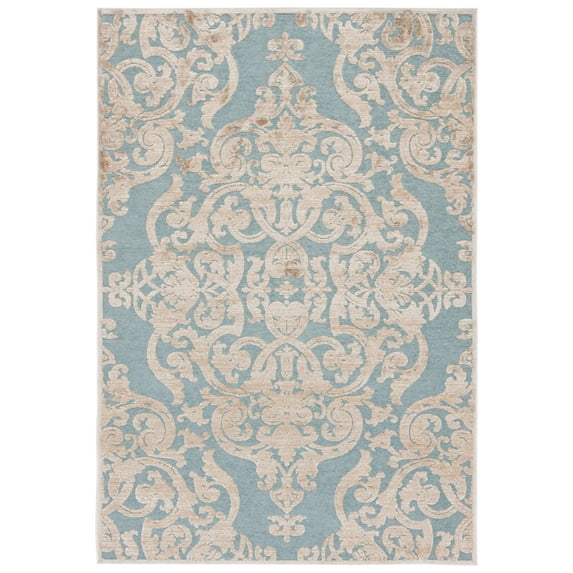 SAFAVIEH Paradise Alannah Damask Area Rug, Stone/Aqua, 8' x 11'2"