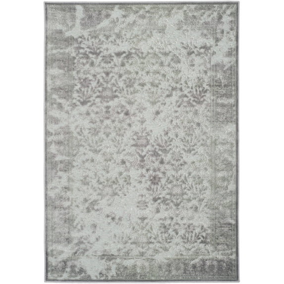 SAFAVIEH Paradise Alton Traditional Floral Area Rug, Light Grey/Spruce, 4' x 5'7"