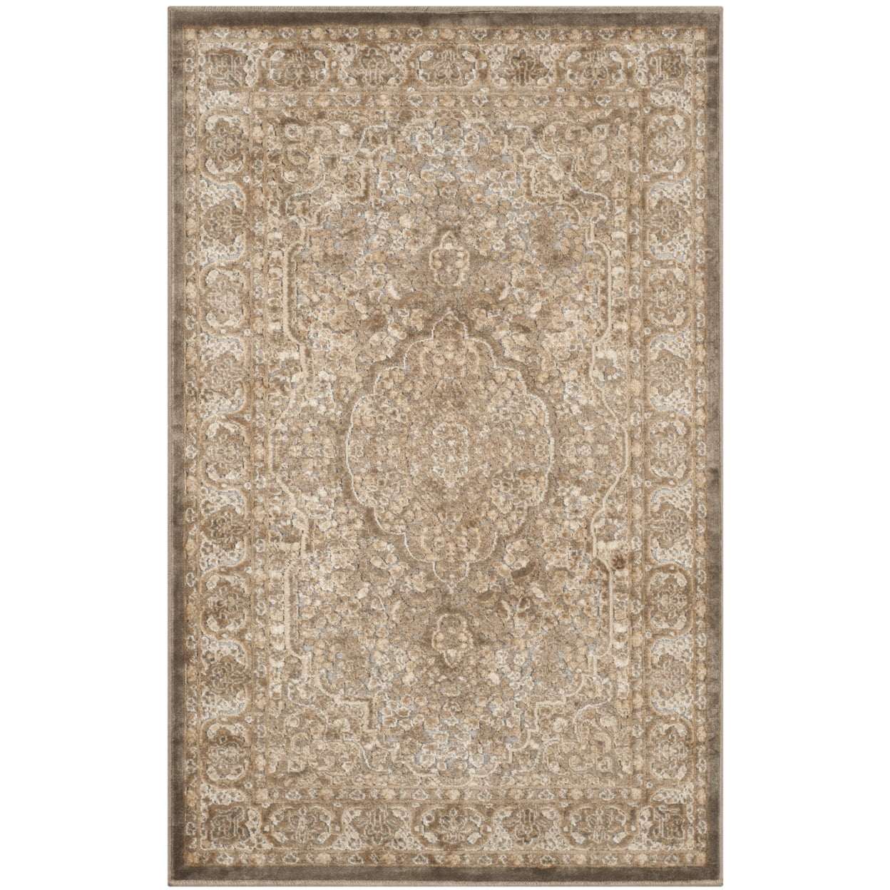 Mouse and Silver Rectangular Viscose Chenille Area Rug