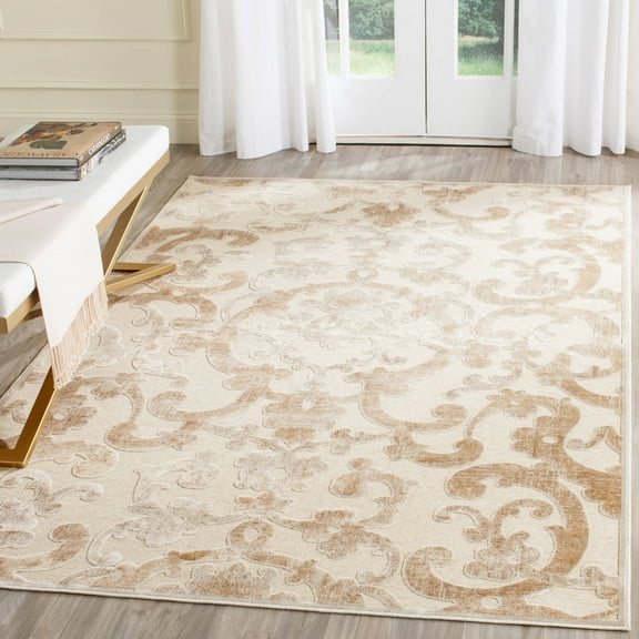 SAFAVIEH Paradise Clarette Damask Floral Area Rug, Stone/Cream, 5'3" x 7'6"