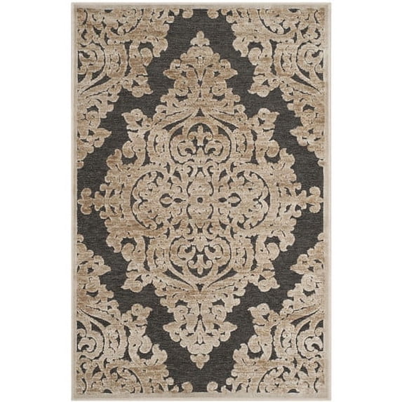 SAFAVIEH Paradise Edna Damask Area Rug, Stone/Anthracite, 2'7" x 4'