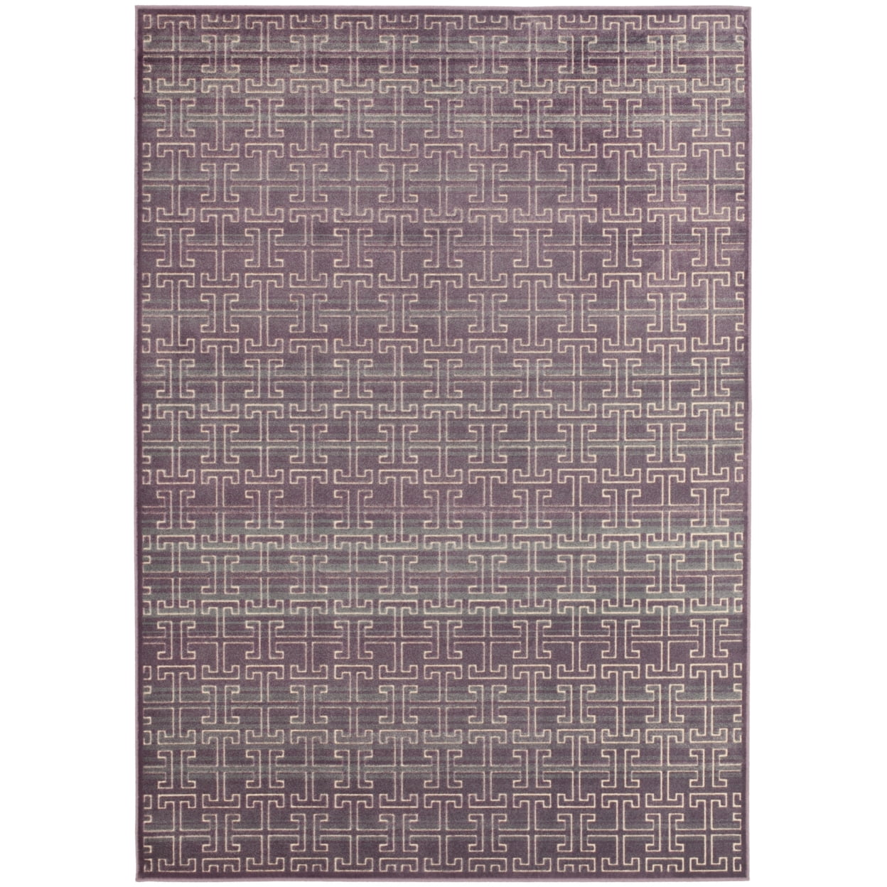 Mauve and Ivory Geometric Viscose Area Rug