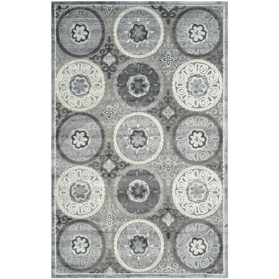 SAFAVIEH Paradise Fidan Geometric Circles Area Rug, Light Grey/Dark Grey, 5'1" x 7'6"