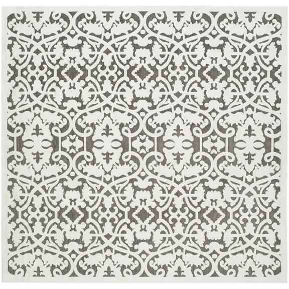 SAFAVIEH Paradise Filip Geometric Area Rug, Ivory/Dark Grey, 6'7" x 6'7" Square