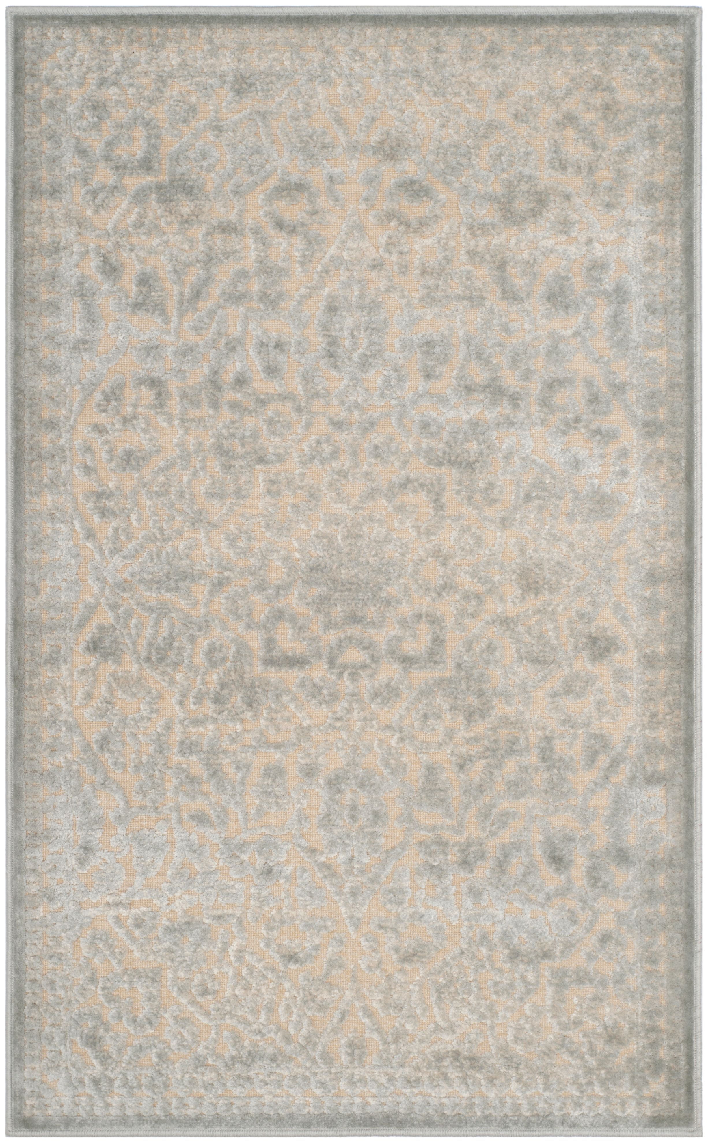 Stone and Beige Viscose Traditional Area Rug, 2'7" x 4'