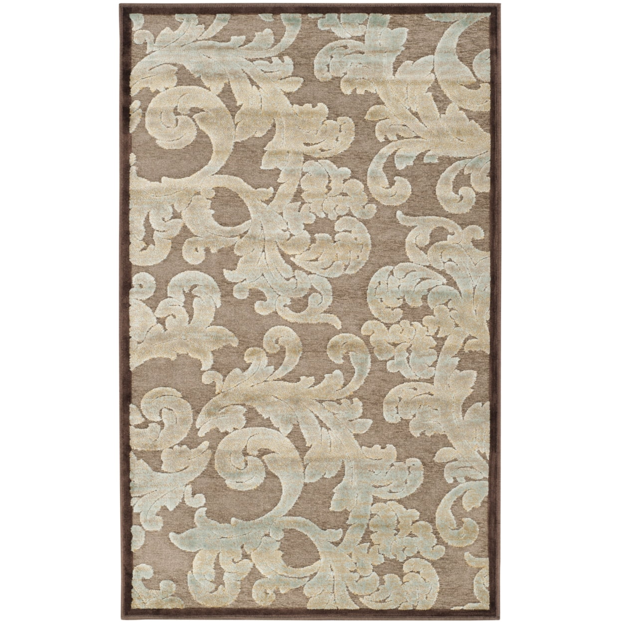 Kalisha Dark Brown Floral Wool and Viscose Area Rug