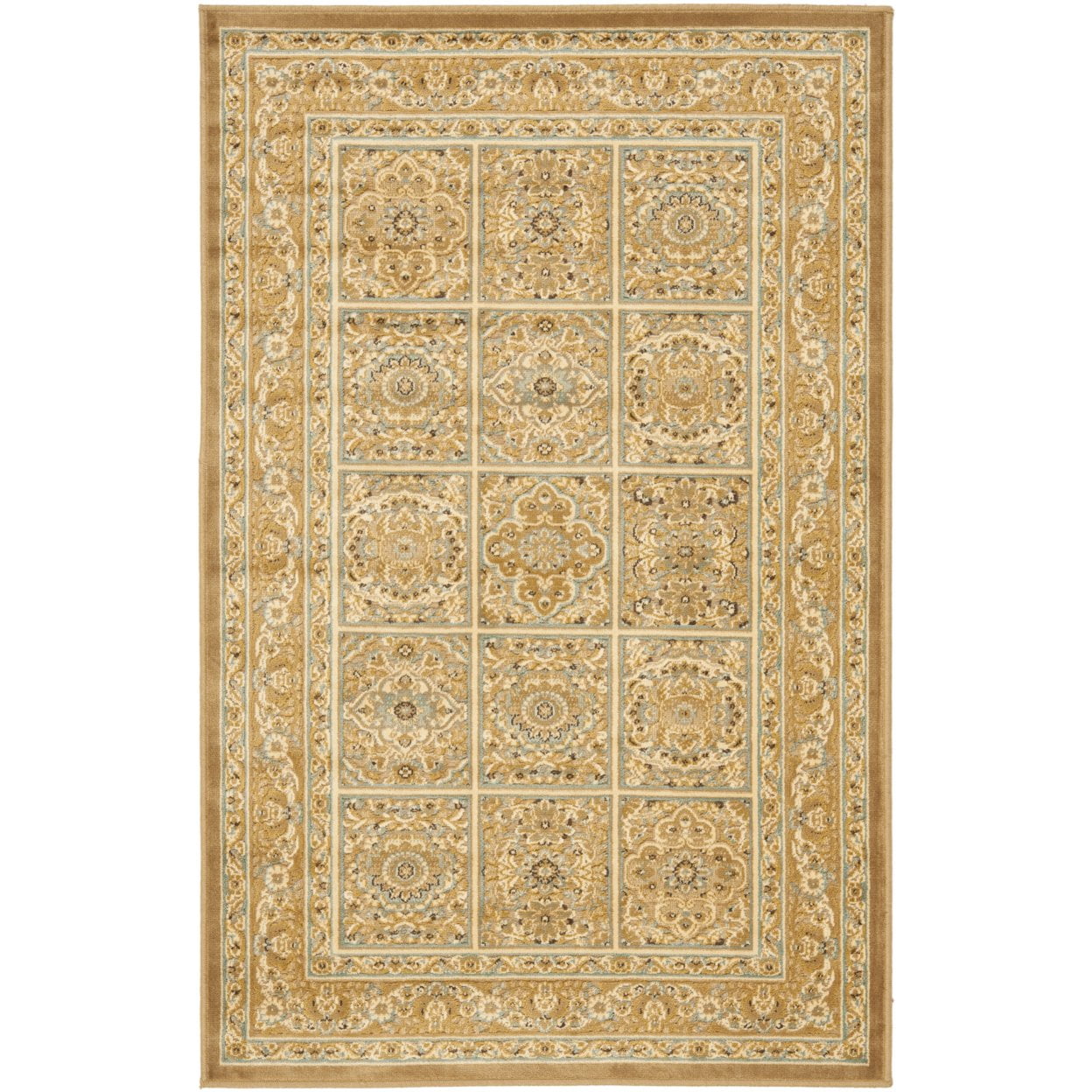 Ivory and Beige Rectangular Viscose Chenille Area Rug