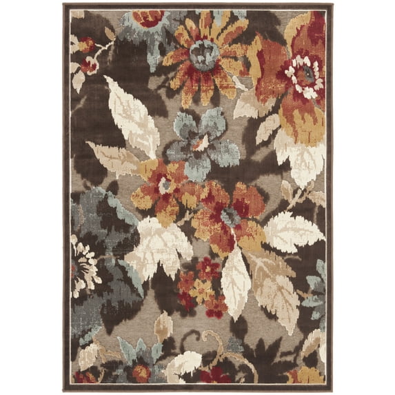 SAFAVIEH Paradise Kyler Floral Leaves Area Rug, Dark Brown, 4' x 5'7"