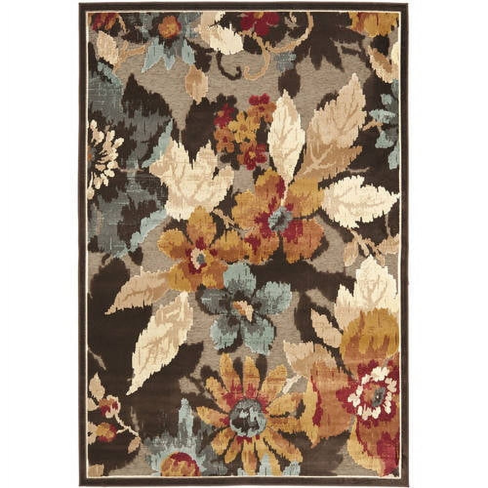 SAFAVIEH Paradise Kyler Floral Leaves Area Rug, Dark Brown, 5'3" x 7'6"