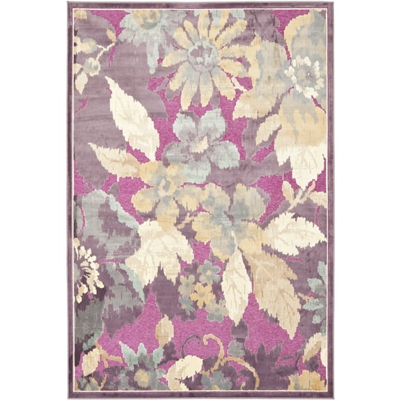 SAFAVIEH Paradise Kyler Floral Leaves Area Rug, Purple/Fuchsia, 4' x 5'7"