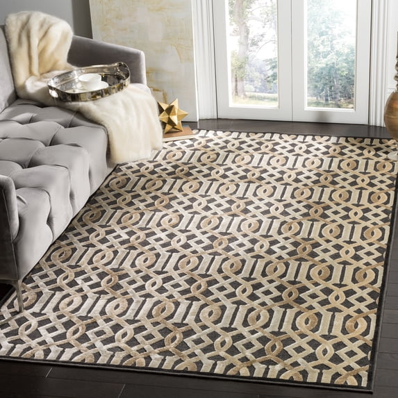 SAFAVIEH Paradise Luana Geometric Swirls Area Rug, Dark Grey, 5'3" x 7'6"