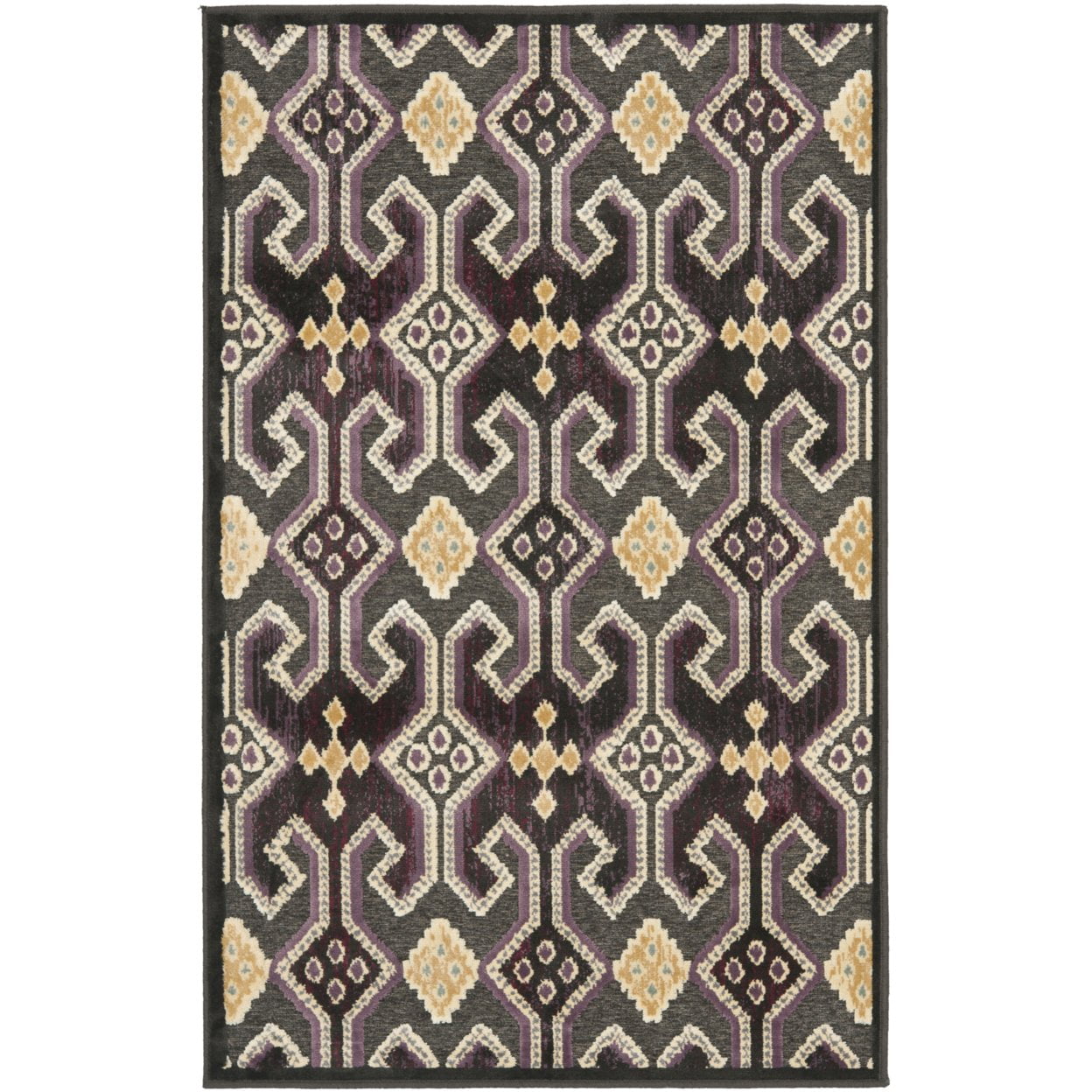 Anthracite Geometric Tessellation Viscose Area Rug, 5'3" x 7'6"