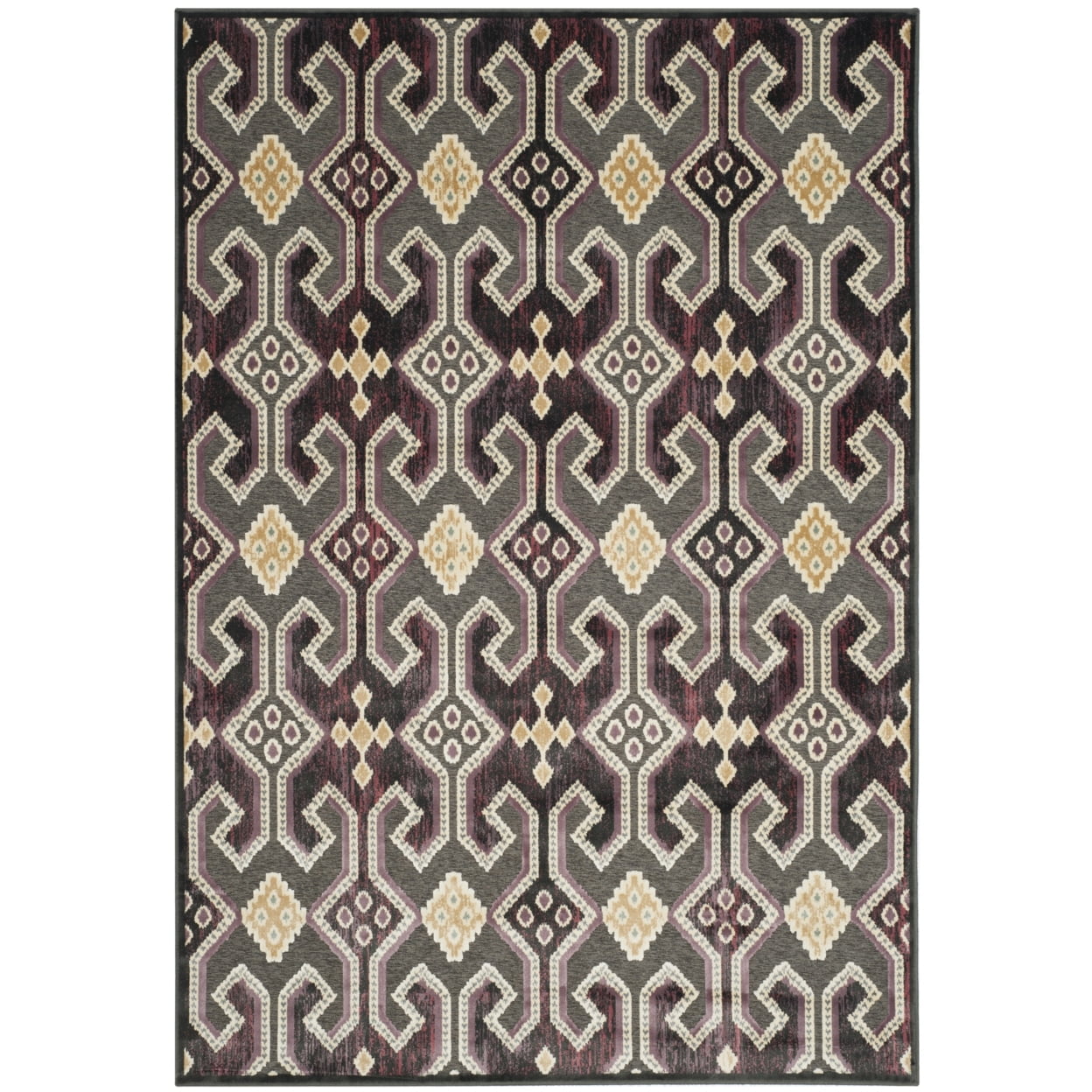 Anthracite Geometric Tessellation Viscose Area Rug, 5'3" x 7'6"