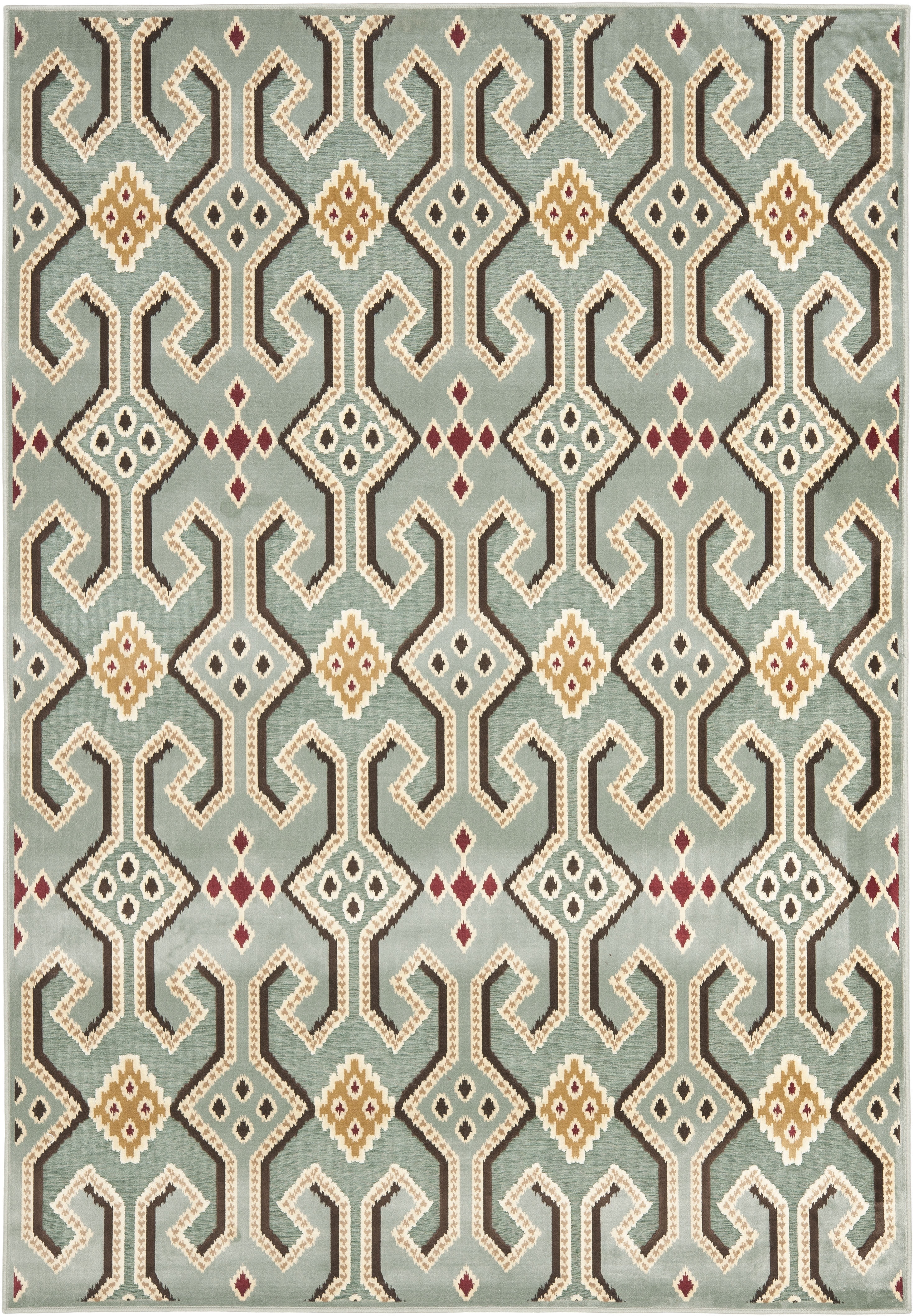 Blue Multi Geometric Viscose Chenille Area Rug 5'3" x 7'6"