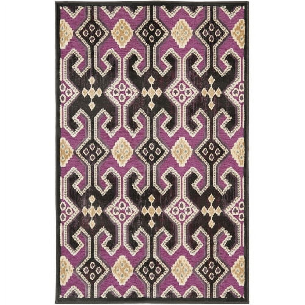 Fuchsia and Purple 5' x 7' Stain-Resistant Viscose Chenille Silk Rug