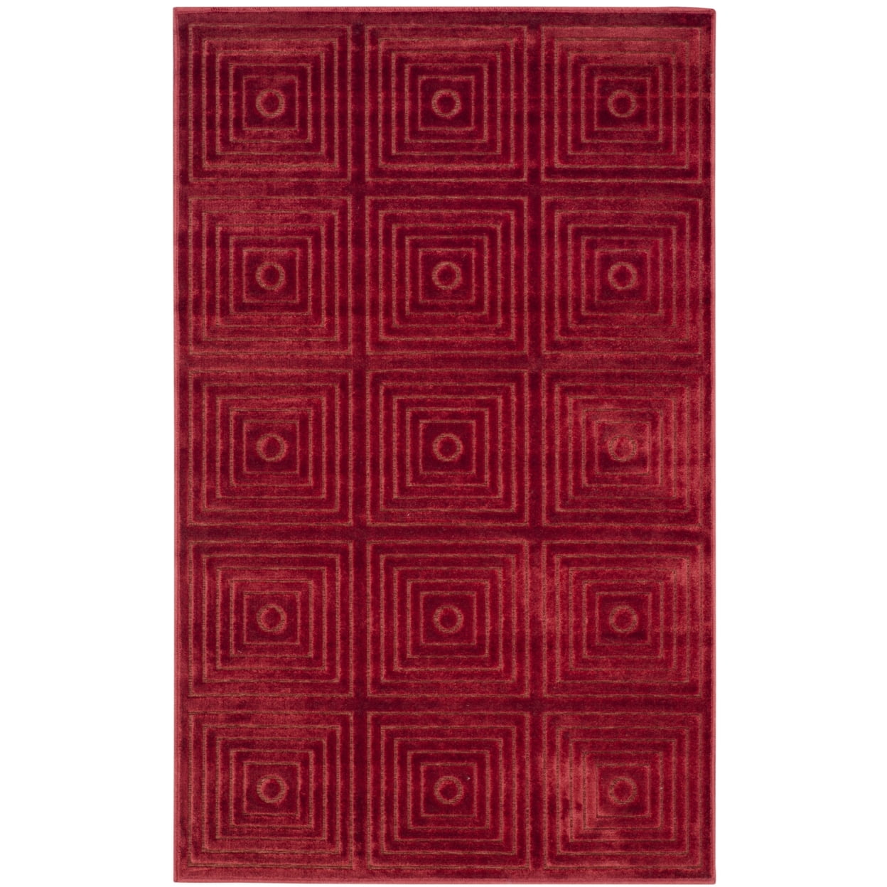Red Geometric Viscose Wool Blend Area Rug 2'7" x 4'