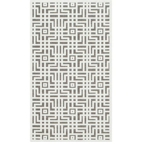 SAFAVIEH Paradise Neasa Geometric Lines Area Rug, Ivory/Dark Grey, 3' x 5'