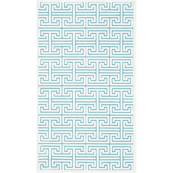 SAFAVIEH Paradise Neasa Geometric Lines Area Rug, Ivory/Turquoise, 3' x 5'