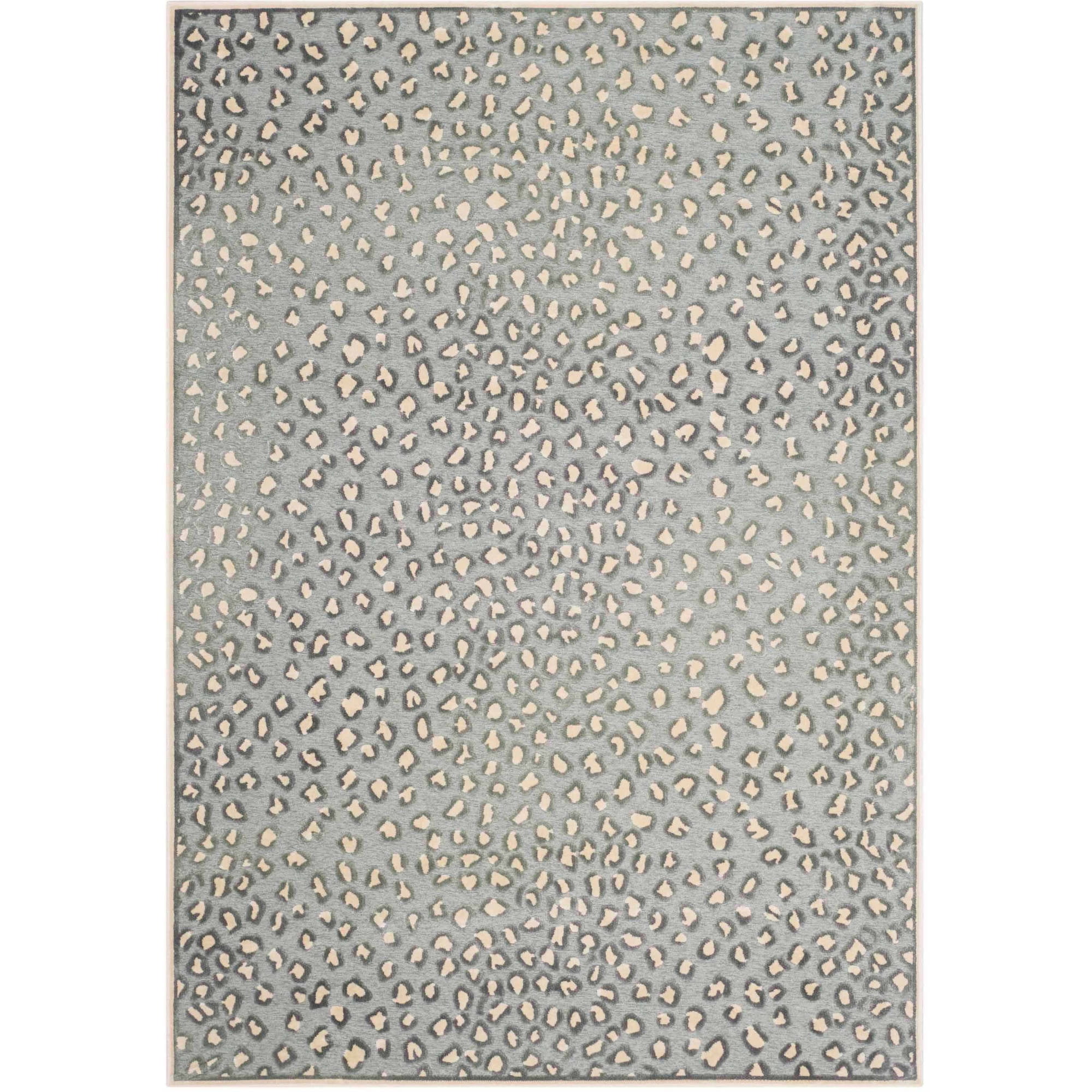 Cream and Spruce Hand-Knotted Viscose Area Rug