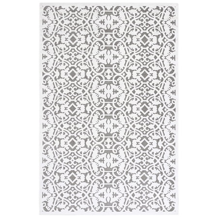 SAFAVIEH Paradise Salah Damask Area Rug, Ivory/Dark Grey, 5' x 7'5"
