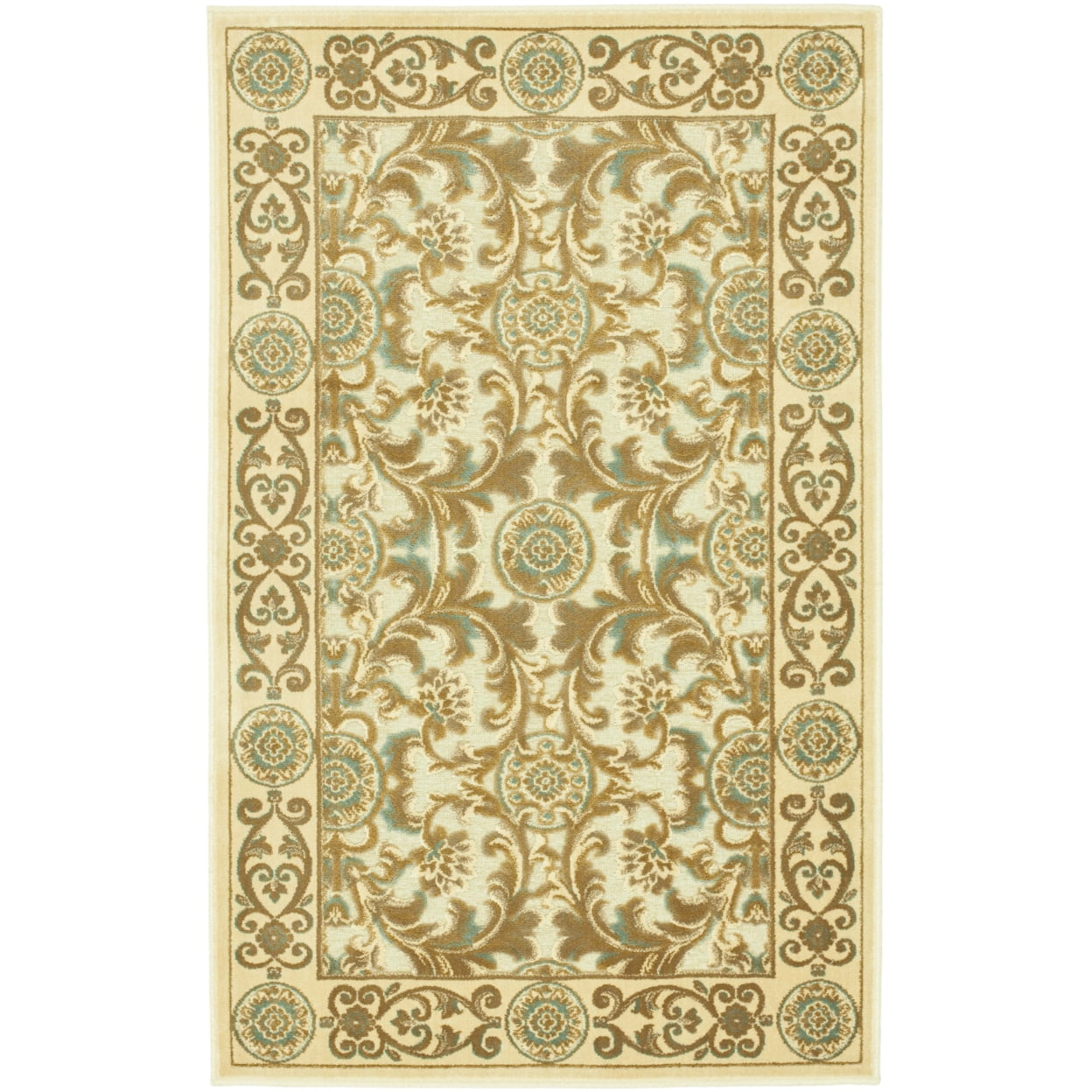 Ivory Floral Hand-Knotted Viscose Chenille Rug, 2'7" x 4'
